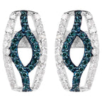 Blue Diamonds Earrings With White Diamonds 0.4 Carats Sterling Silver