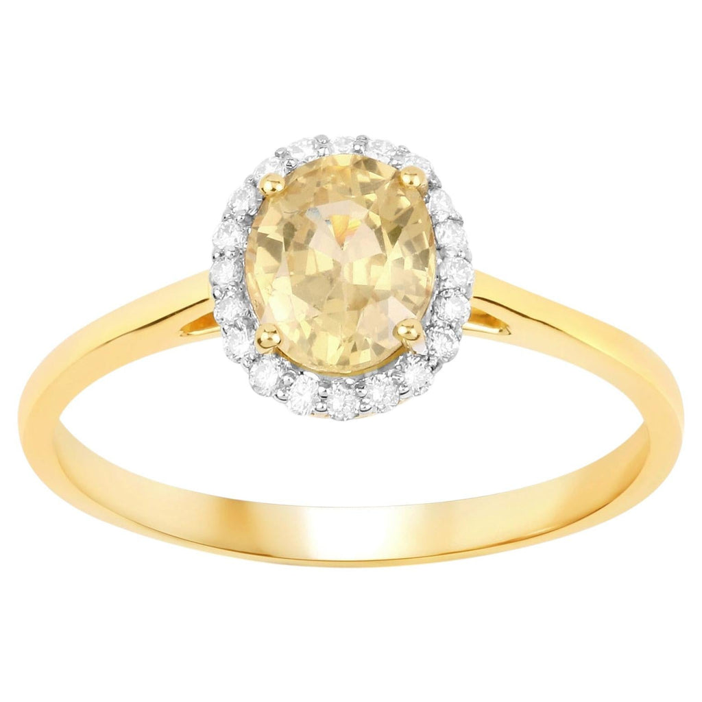 Yellow Sapphire Ring With Diamonds 1.16 Carats 14K Yellow Gold