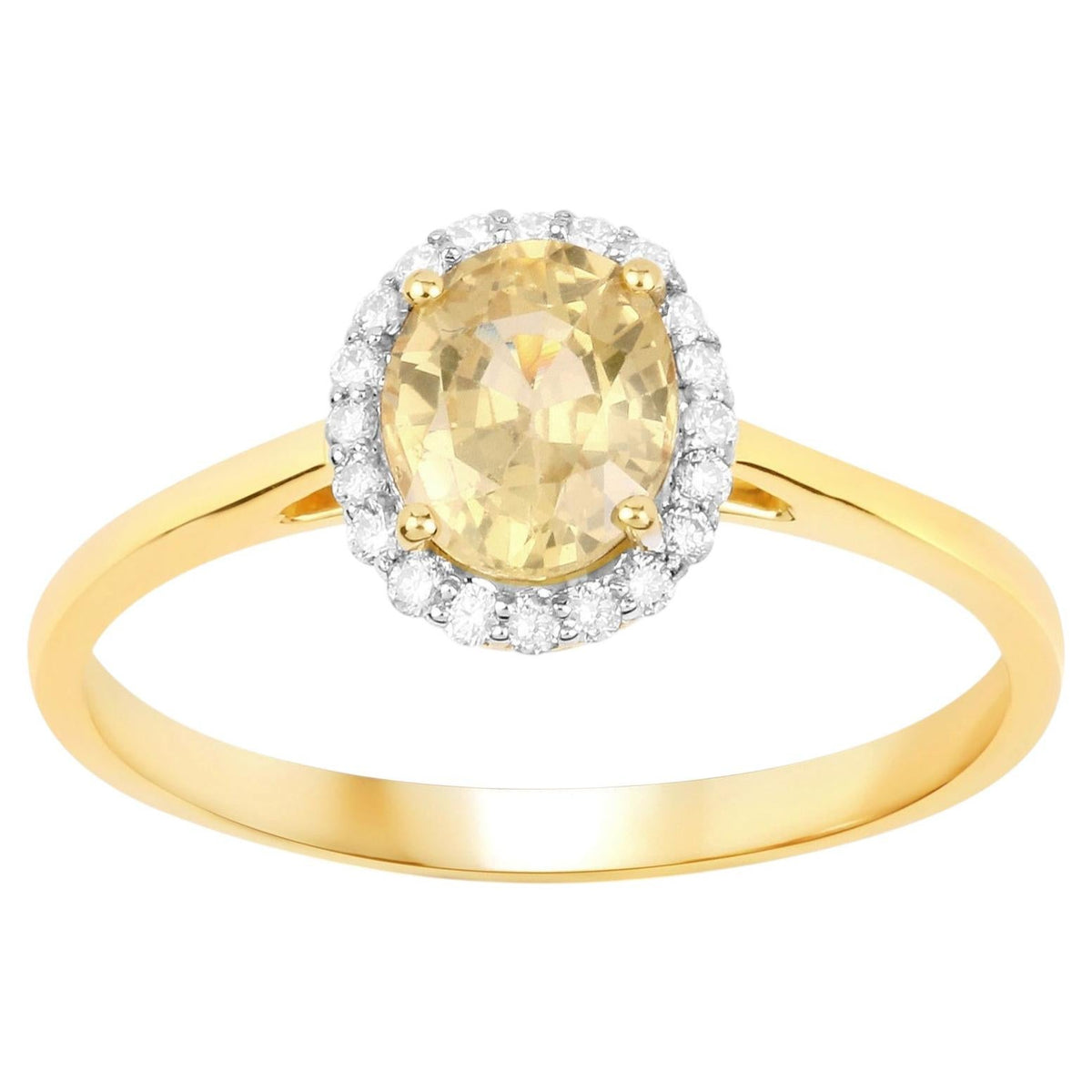 Yellow Sapphire Ring With Diamonds 1.16 Carats 14K Yellow Gold