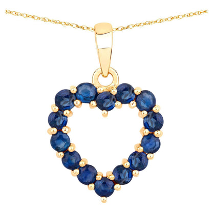 Natural Sapphire Heart Pendant 0.62 Carats 10K Yellow Gold