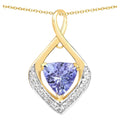 Tanzanite Pendant With White Topaz 0.92 Carats Gold Plated Silver