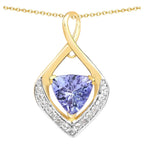 Tanzanite Pendant With White Topaz 0.92 Carats Gold Plated Silver