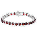 Garnet Heart Bracelet 15.4 Carats Sterling Silver