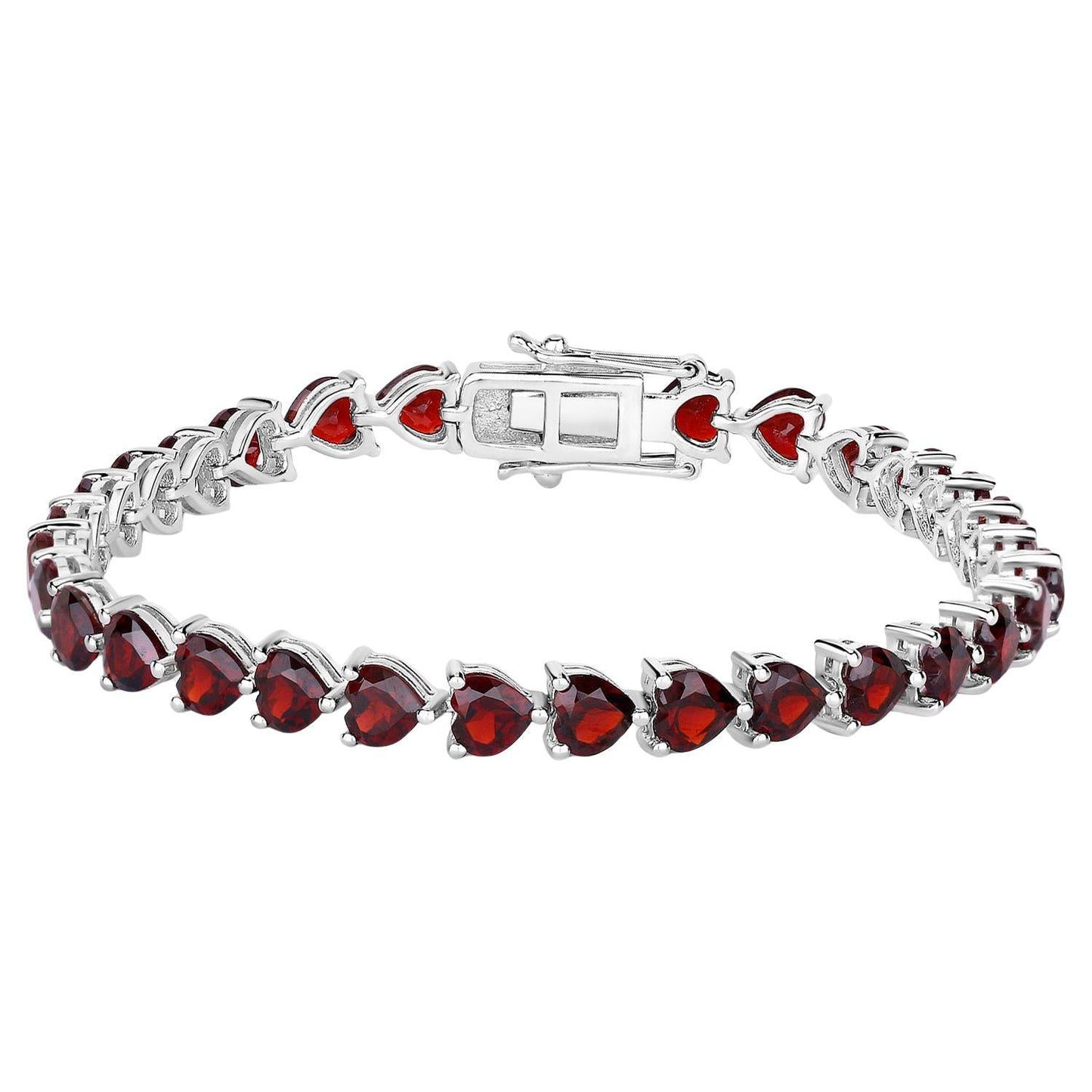 Garnet Heart Bracelet 15.4 Carats Sterling Silver