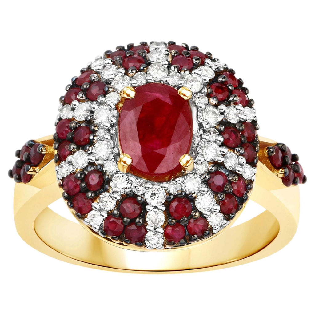 Ruby Ring With Diamonds 1.83 Carats 14K Yellow Gold