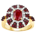 Ruby Ring With Diamonds 1.83 Carats 14K Yellow Gold