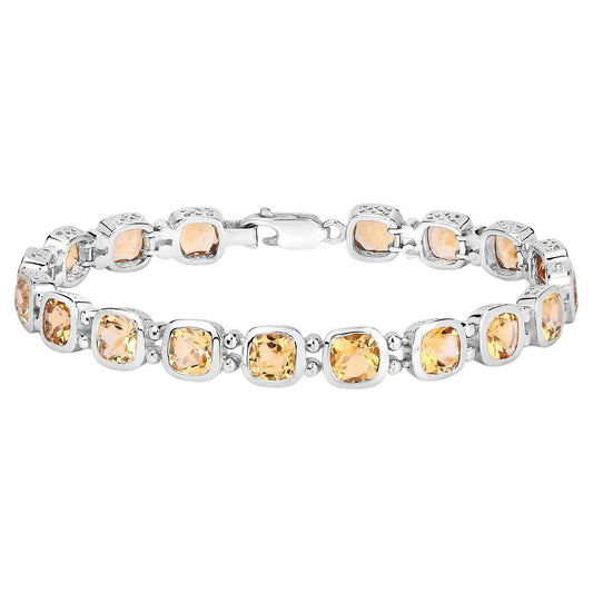 Citrine Bezel Set Tennis Bracelet 12.9 Carats Sterling Silver