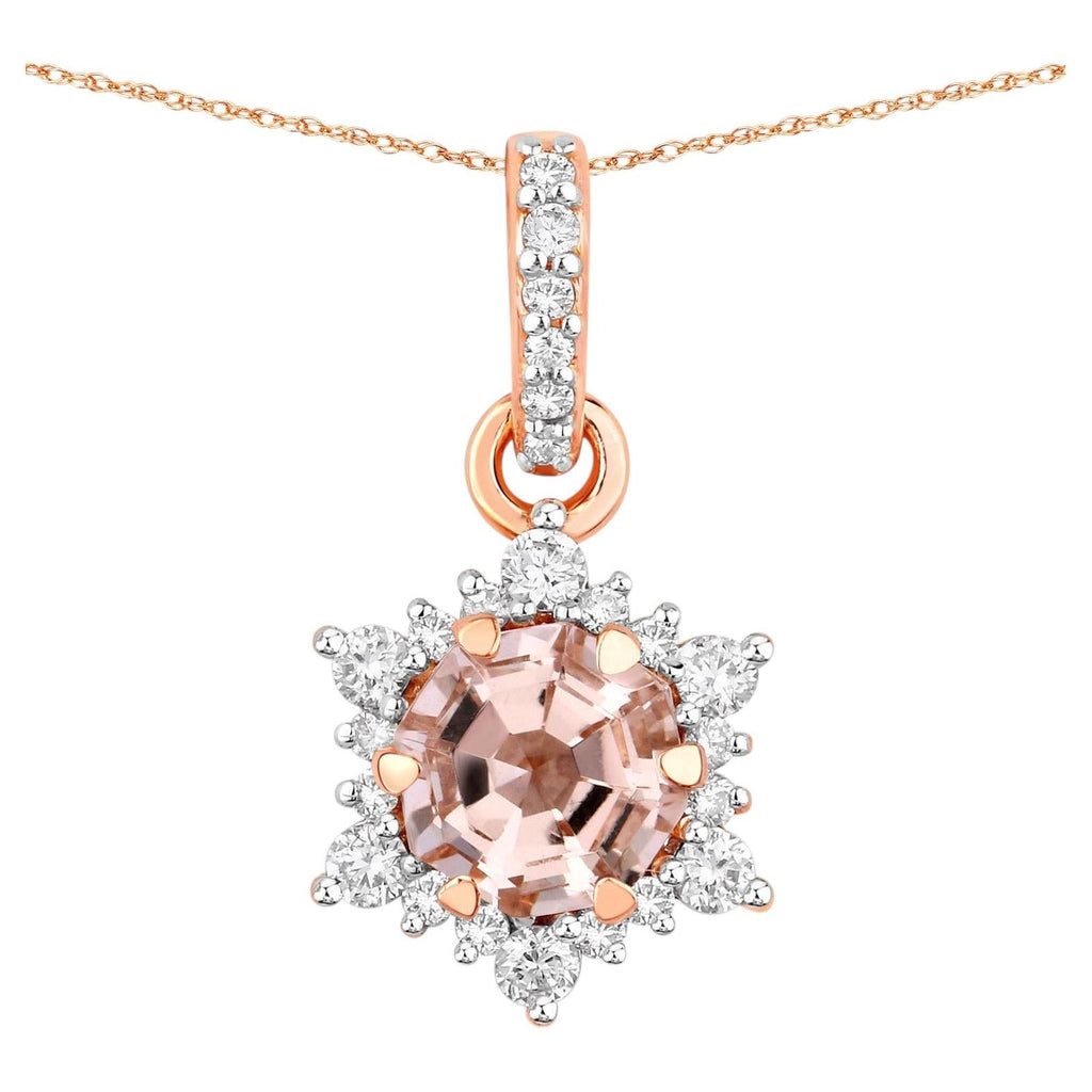 Morganite Pendant With Diamonds 0.66 Carats 14K Rose Gold
