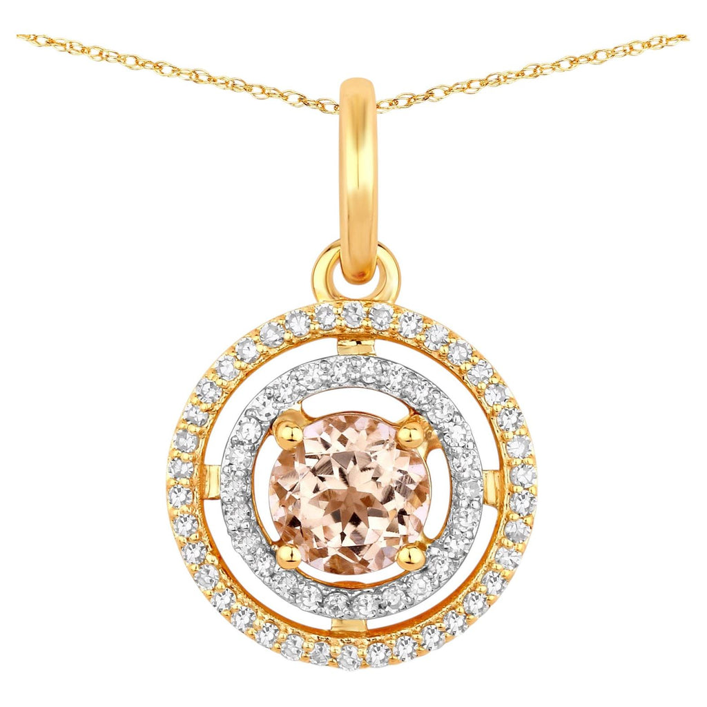 Morganite Pendant With Diamonds 0.56 Carats 14K Yellow & White Gold