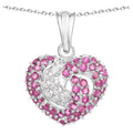 Ruby Pendant With White Sapphire 2.62 Carats Sterling Silver