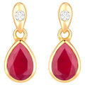 Ruby Earrings Diamonds 1.64 Carats 10K Yellow Gold