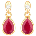 Ruby Earrings Diamonds 1.64 Carats 10K Yellow Gold