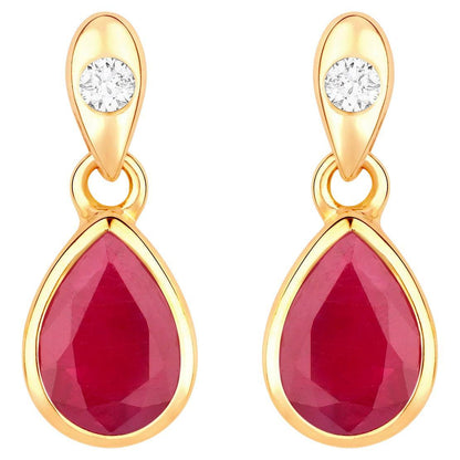 Ruby Earrings Diamonds 1.64 Carats 10K Yellow Gold