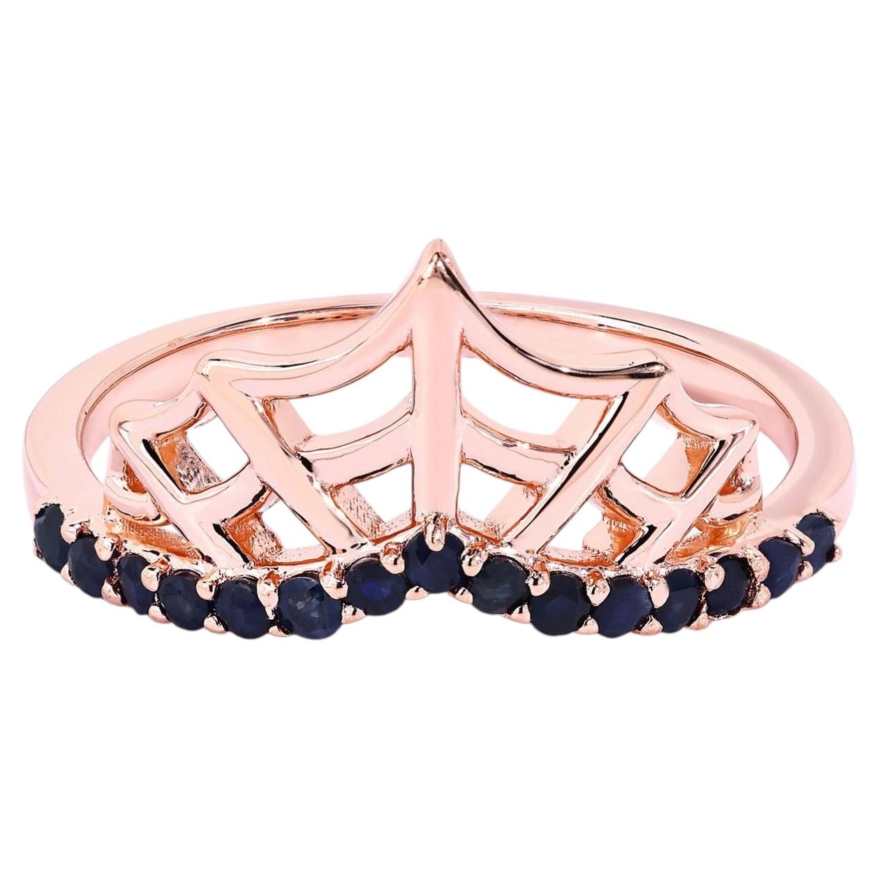 Blue Sapphire Ring 0.28 Carats Gold Plated Silver