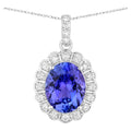 Tanzanite Pendant With Diamonds 2.88 Carats 14K White Gold