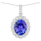 Tanzanite Pendant With Diamonds 2.88 Carats 14K White Gold