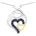 Blue Sapphire Heart Pendant 0.26 Carats Gold Plated Silver