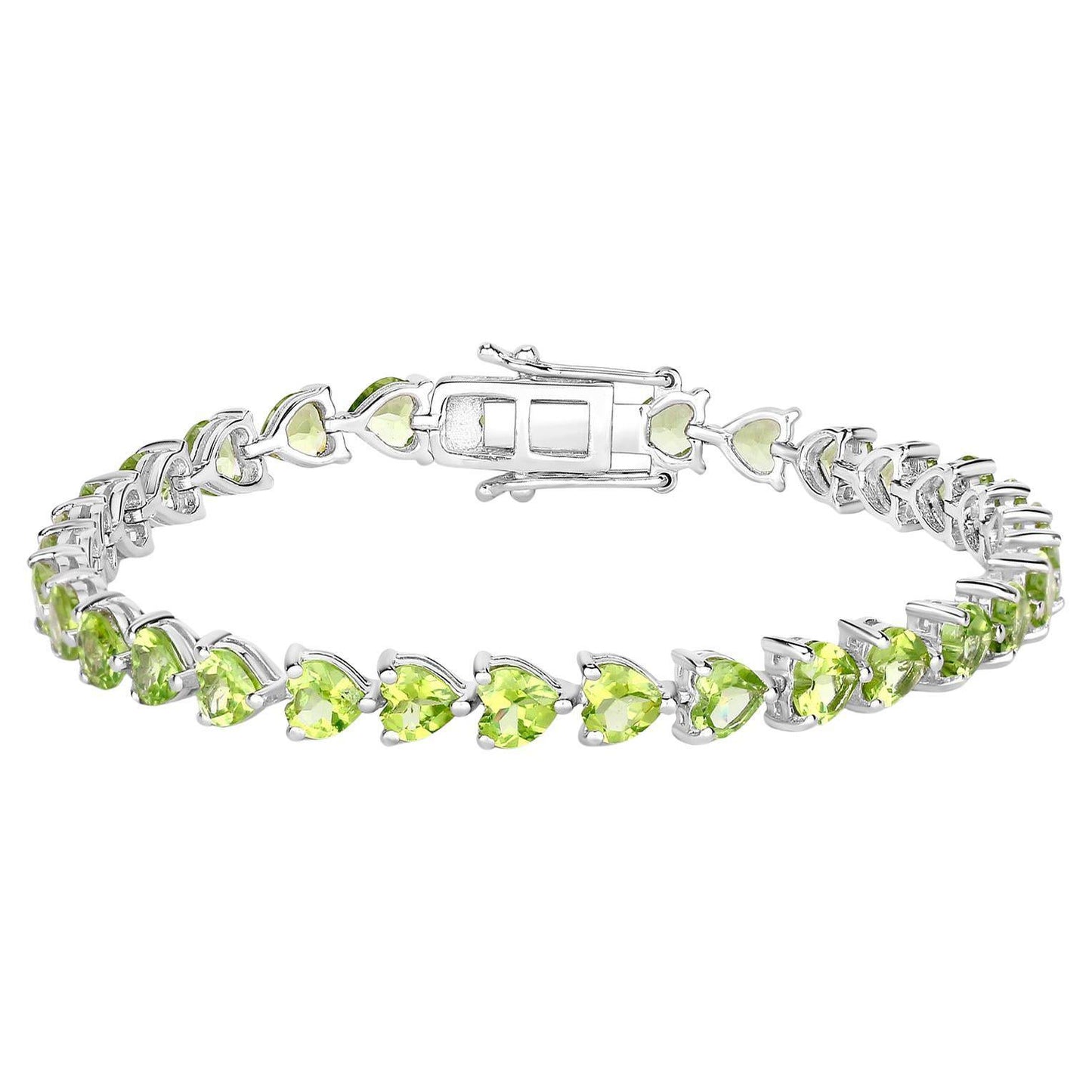 Peridot Tennis Bracelet 13.6 Carats Sterling Silver