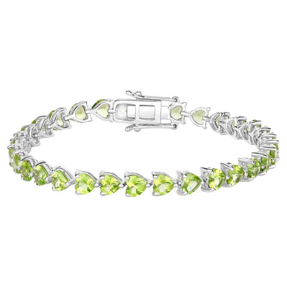 Peridot Tennis Bracelet 13.6 Carats Sterling Silver