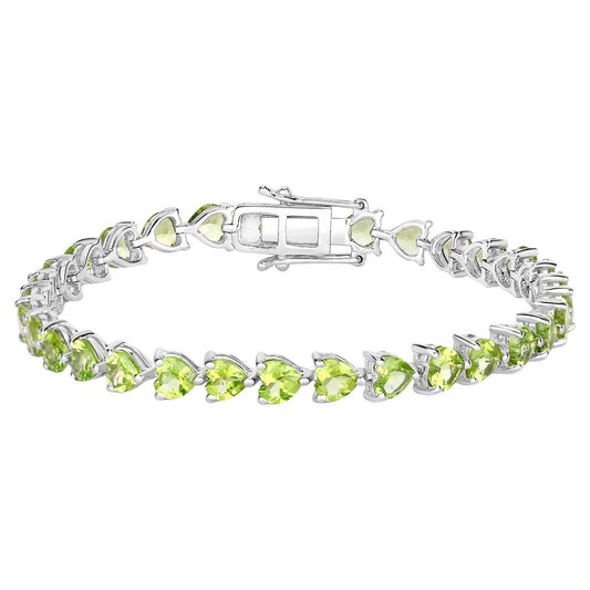 Peridot Tennis Bracelet 13.6 Carats Sterling Silver
