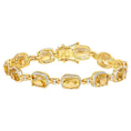 Citrine Bracelet With Diamonds 14.4 Carats Gold Plated Silver