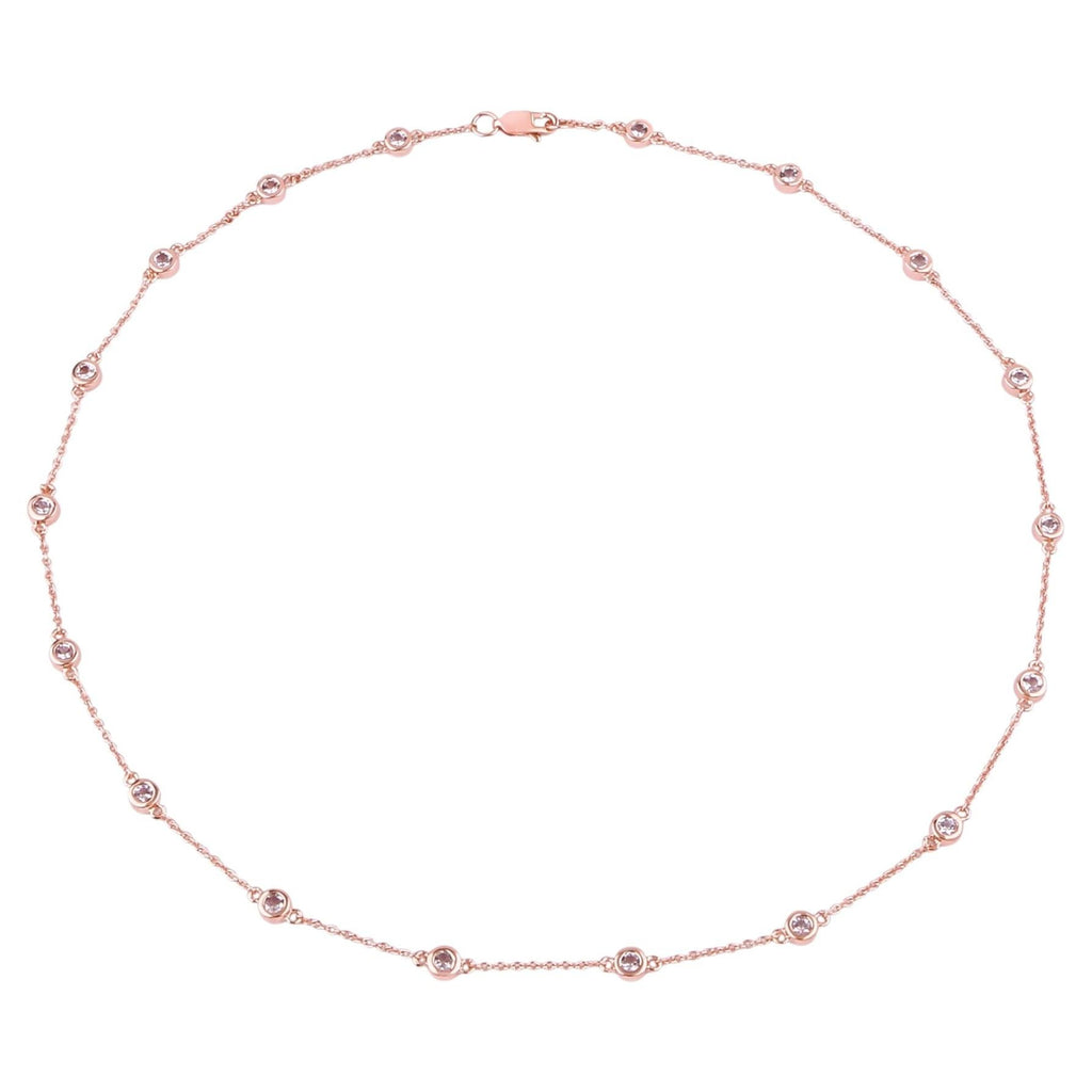 Morganite Necklace 1.6 Carats Gold Plated Silver