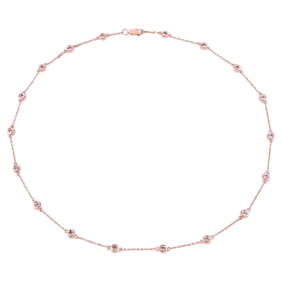 Morganite Necklace 1.6 Carats Gold Plated Silver