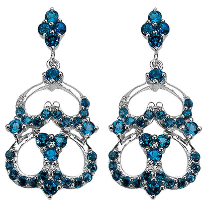 London Blue Topaz Dangle Earrings 4.8 Carats Sterling Silver