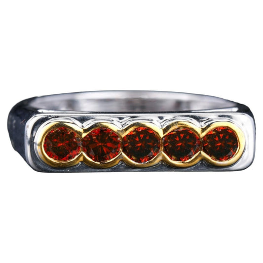 Red Diamond Ring 0.5 Carats 9K Yellow & White Gold