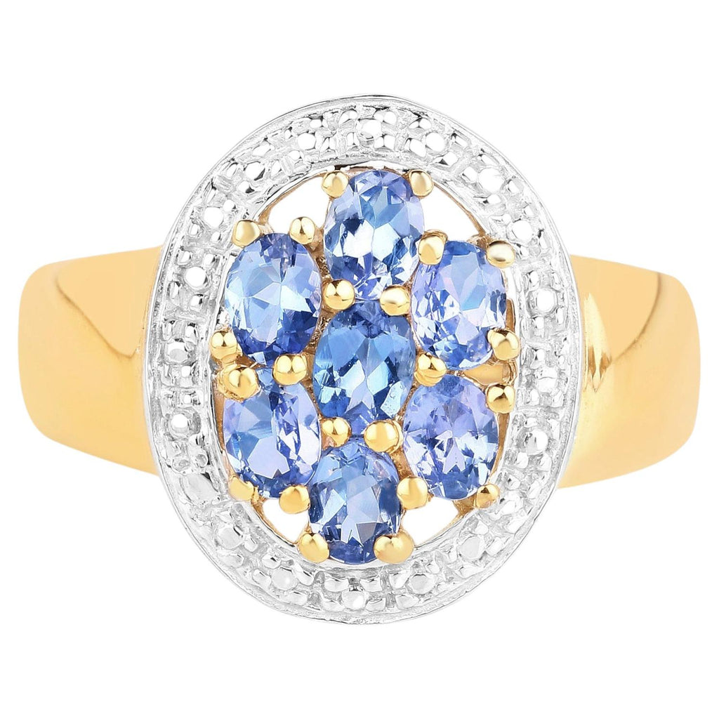 Tanzanite Ring 1.18 Carats Gold Plated Silver