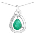 Zambian Emerald Pendant With Diamonds 1.14 Carats 10K White Gold