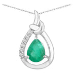 Zambian Emerald Pendant With Diamonds 1.14 Carats 10K White Gold