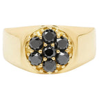 Black Diamond Ring 0.96 Carats Gold Plated Silver