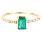 Zambian Emerald Ring With Diamonds 0.56 Carats 14K Yellow Gold