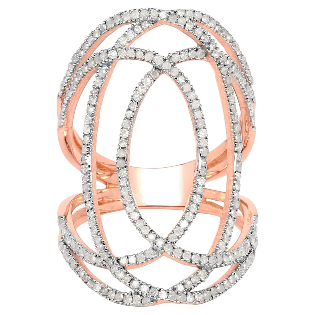 Diamond Ring 0.72 Carats Gold Plated Silver
