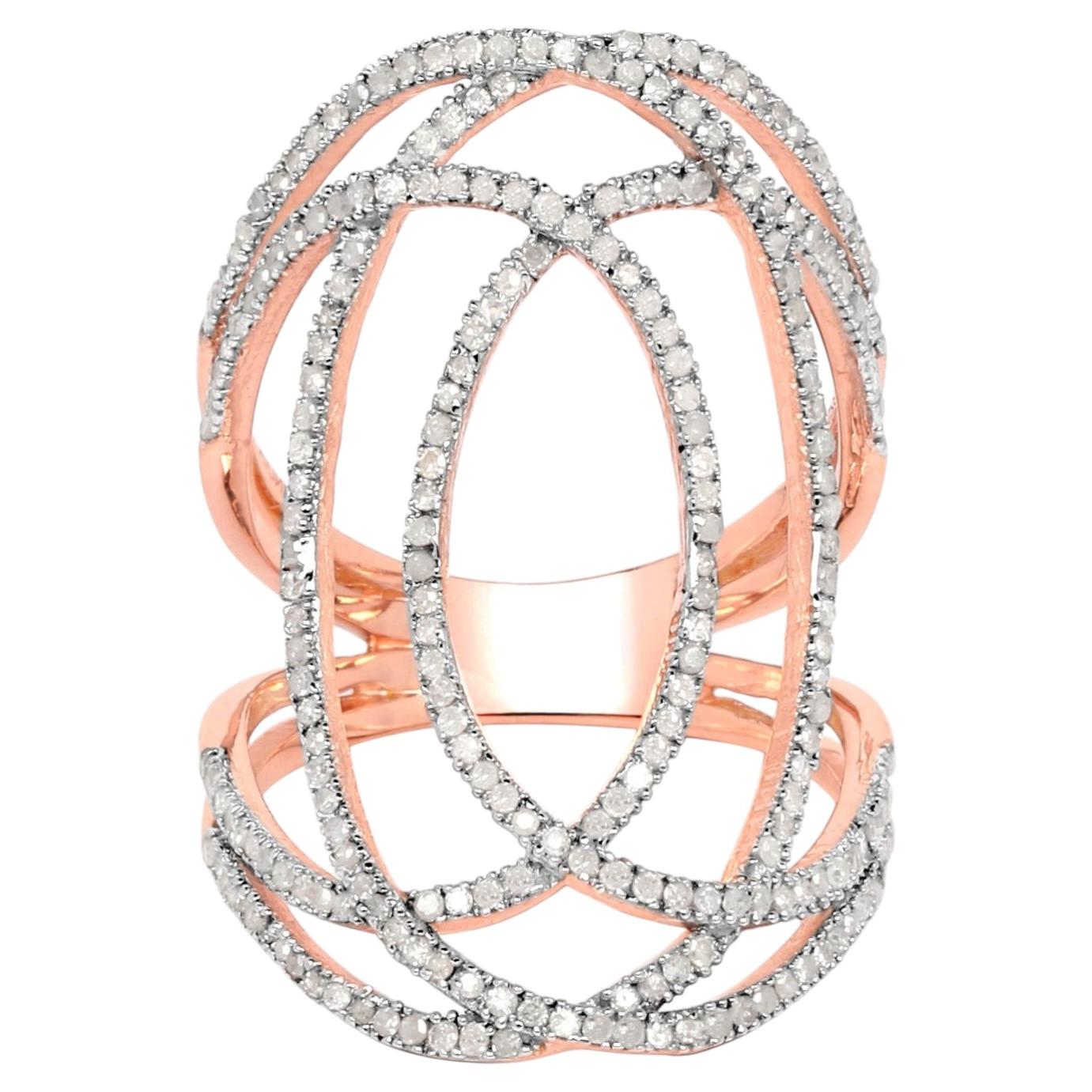 Diamond Ring 0.72 Carats Gold Plated Silver