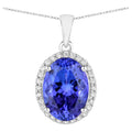 Tanzanite Pendant With Diamonds 3.14 Carats 14K White Gold
