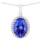 Tanzanite Pendant With Diamonds 3.14 Carats 14K White Gold