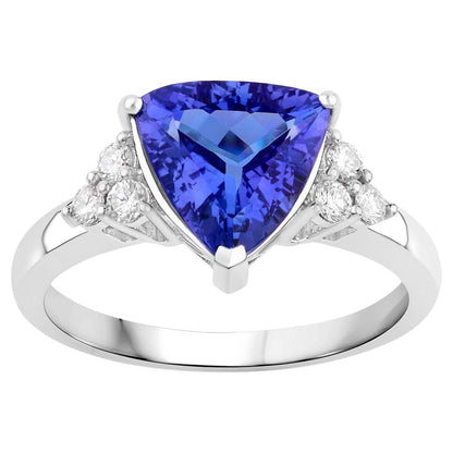 Tanzanite Ring With Diamonds 2.48 Carats 14K White Gold