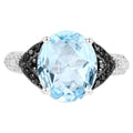 Swiss Blue Topaz Ring With White Topaz 5.32 Carats Sterling Silver