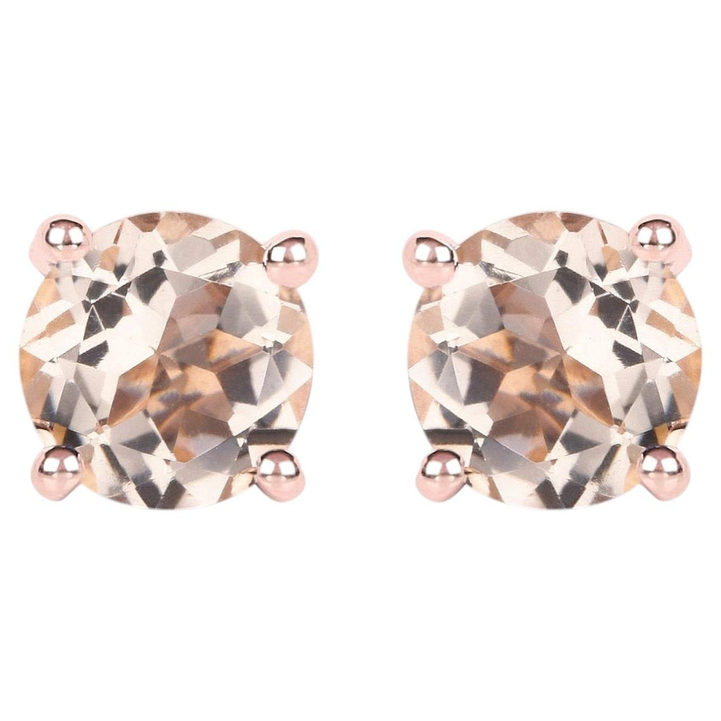 Morganite Stud Earrings 0.78 Carats Gold Plated Silver