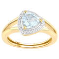 Aquamarine Ring With White Sapphire 0.92 Carats Gold Plated Silver