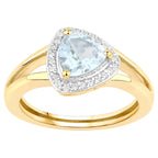 Aquamarine Ring With White Sapphire 0.92 Carats Gold Plated Silver