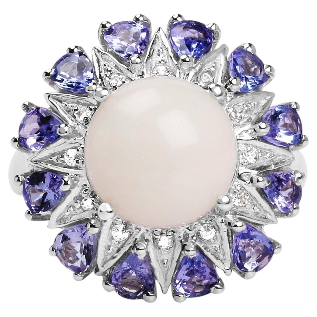 Opal Ring With Tanzanite 4.2 Carats Sterling Silver