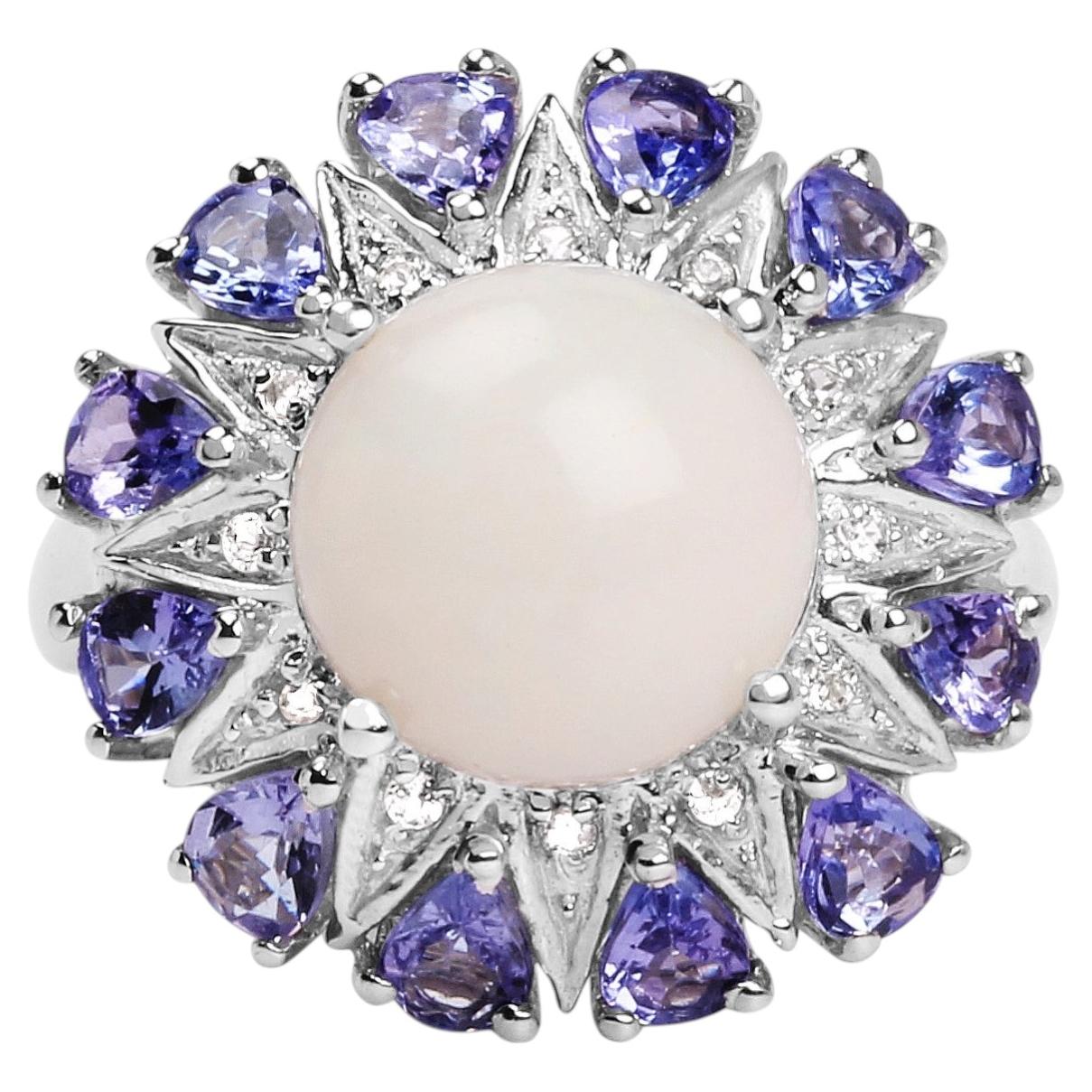 Opal Ring With Tanzanite 4.2 Carats Sterling Silver