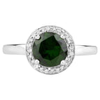 Chrome Diopside Ring With White Topaz 1.86 Carats Sterling Silver