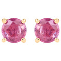 Pink Sapphire Stud Earrings 1.29 Carats 10K Yellow Gold