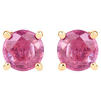 Pink Sapphire Stud Earrings 1.29 Carats 10K Yellow Gold
