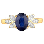 Blue Sapphire Ring With Diamonds 2.1 Carats 18K Yellow Gold