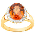 Zanzibar Orange Zircon Ring White Zircon Halo 3.95 Carats 14K Yellow Gold Plated
